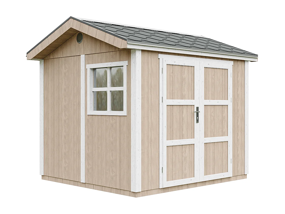 Casetta da giardino di qualità premium con pavimento e tegole bituminose - 5.9 m² / H252x250x294 cm - M913A-TERRA BROWN