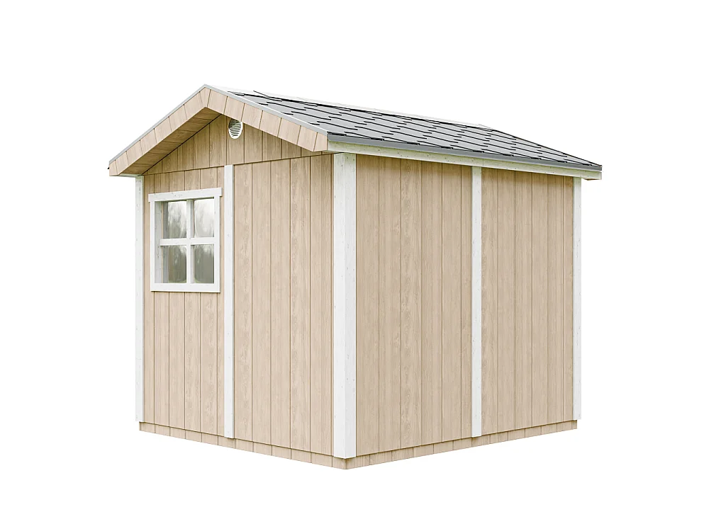 Abri de jardin qualité premium - 5,9 m² H252x250x294 cm - avec un sol et des bardeaux bitumineux - M913A-TERRA BROWN