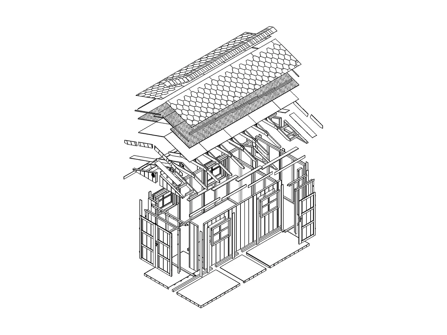 Abri de jardin qualité premium - 11,47 m² H252x250x530 cm - avec un sol et des bardeaux bitumineux - M915C-TERRA BROWN