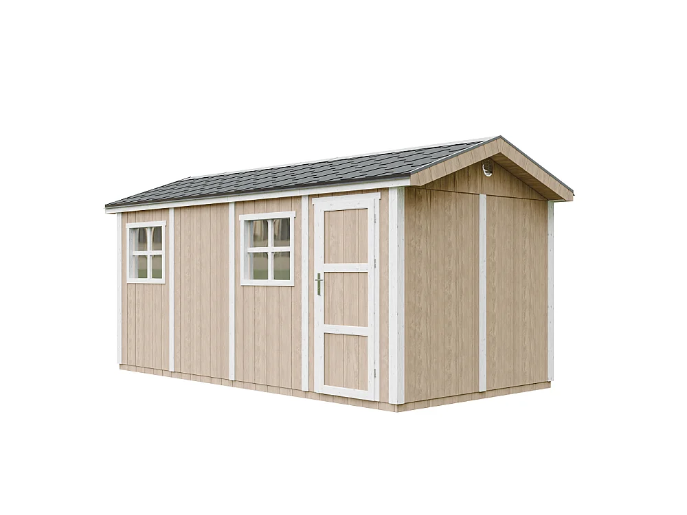 Abri de jardin qualité premium - 11,47 m² H252x250x530 cm - avec un sol et des bardeaux bitumineux - M915C-TERRA BROWN