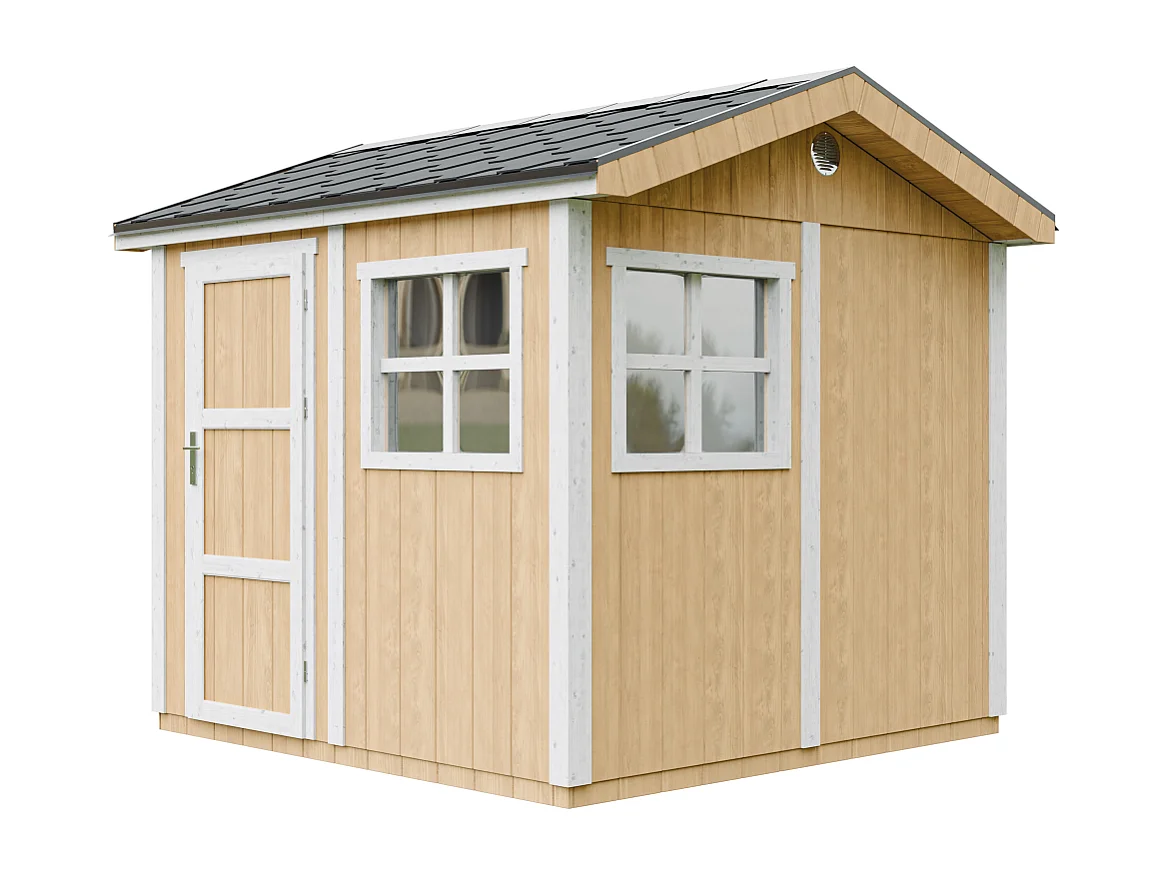 Gartenhaus premium qualität mit boden und bitumenfliesen - 5.9 m² / H252x250x294 cm - M913-HARVEST HONEY