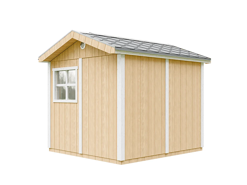 Abri de jardin qualité premium - 5,9 m² H252x250x294 cm - avec un sol et des bardeaux bitumineux - M913-HARVEST HONEY