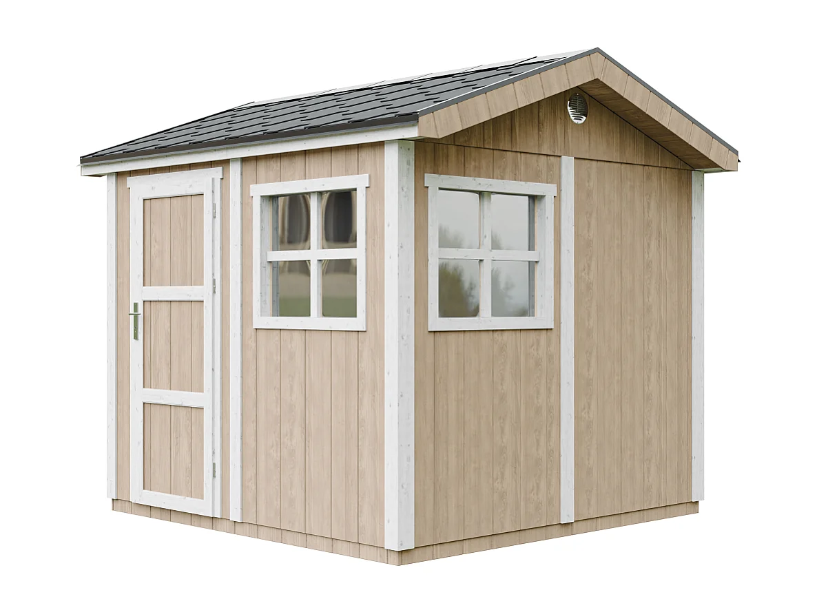 Gartenhaus premium qualität mit boden und bitumenfliesen - 5.9 m² / H252x250x294 cm - M913-TERRA BROWN