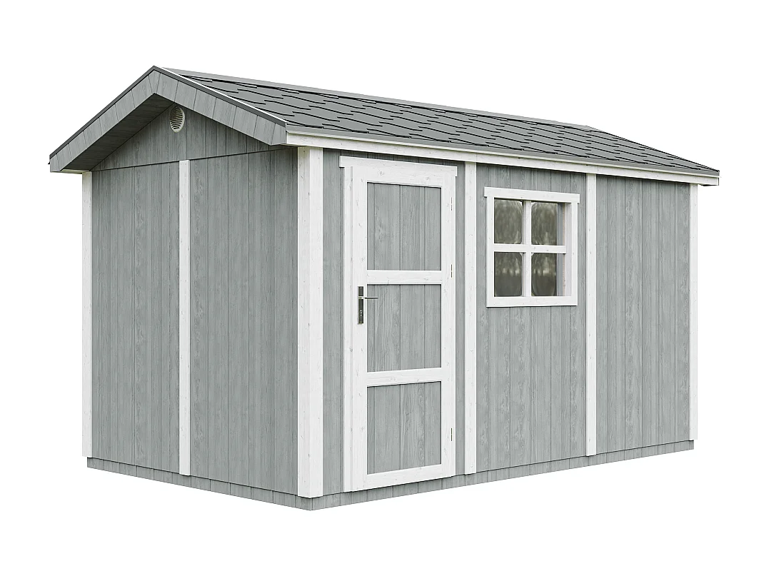 Casetta da giardino di qualità premium con pavimento e tegole bituminose - 8.68 m² / H252x250x412 cm - M914-CAVERN STEEL