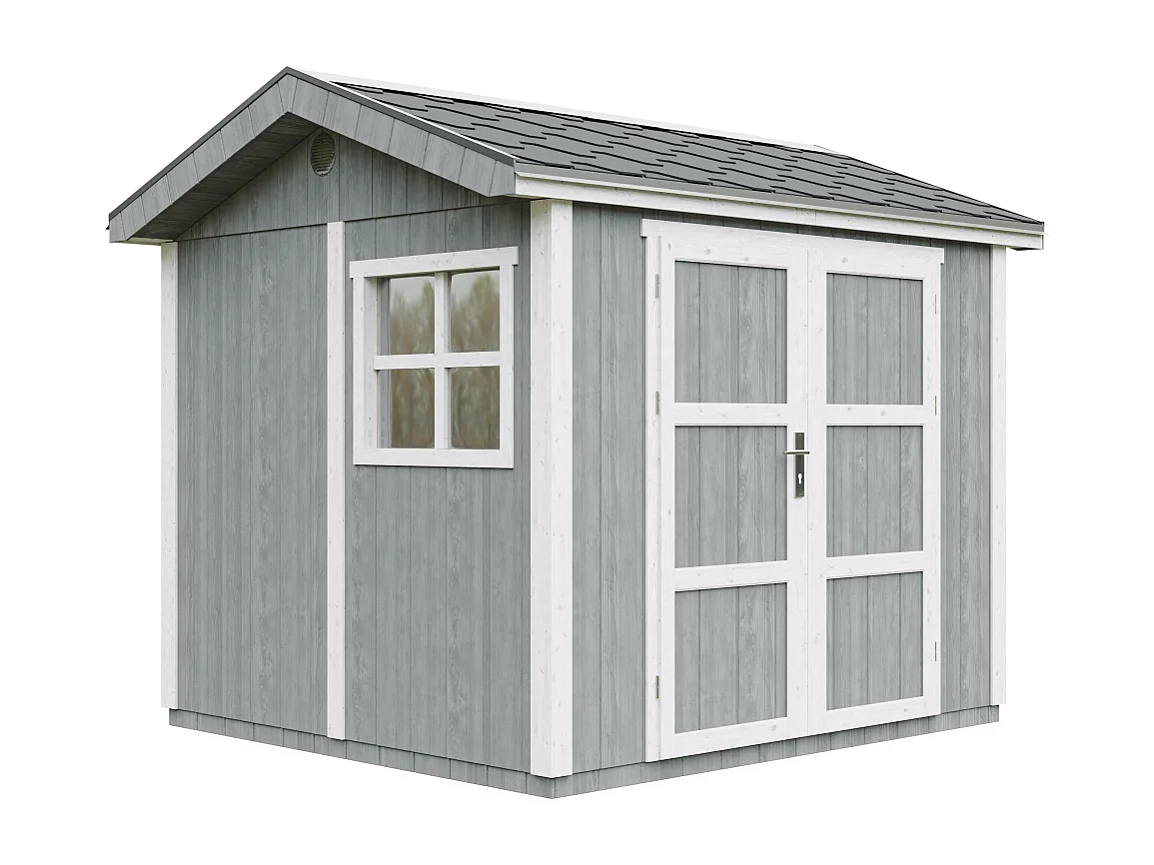 Casetta da giardino di qualità premium con pavimento e tegole bituminose - 5.9 m² / H252x250x294 cm - M913A-CAVERN STEEL