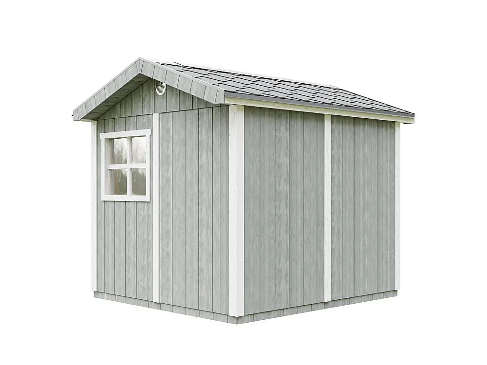 Abri de jardin qualité premium - 5,9 m² H252x250x294 cm - avec un sol et des bardeaux bitumineux - M913A-CAVERN STEEL
