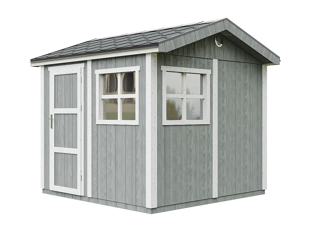 Gartenhaus premium qualität mit boden und bitumenfliesen - 5.9 m² / H252x250x294 cm - M913-CAVERN STEEL