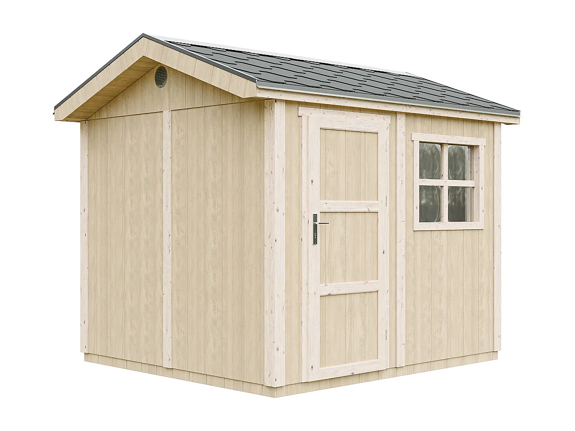 Gartenhaus premium qualität mit boden und bitumenfliesen - 5.9 m² / H252x250x294 cm - M913-CAVERN STEEL