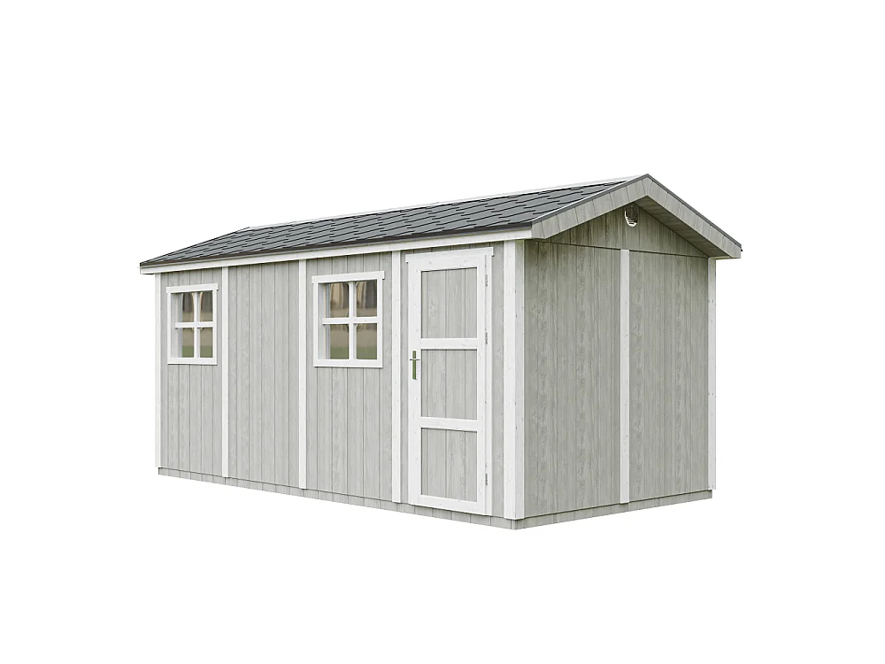 Abri de jardin qualité premium - 11,47 m² H252x250x530 cm - avec un sol et des bardeaux bitumineux - M915C-TUNDRA GREY