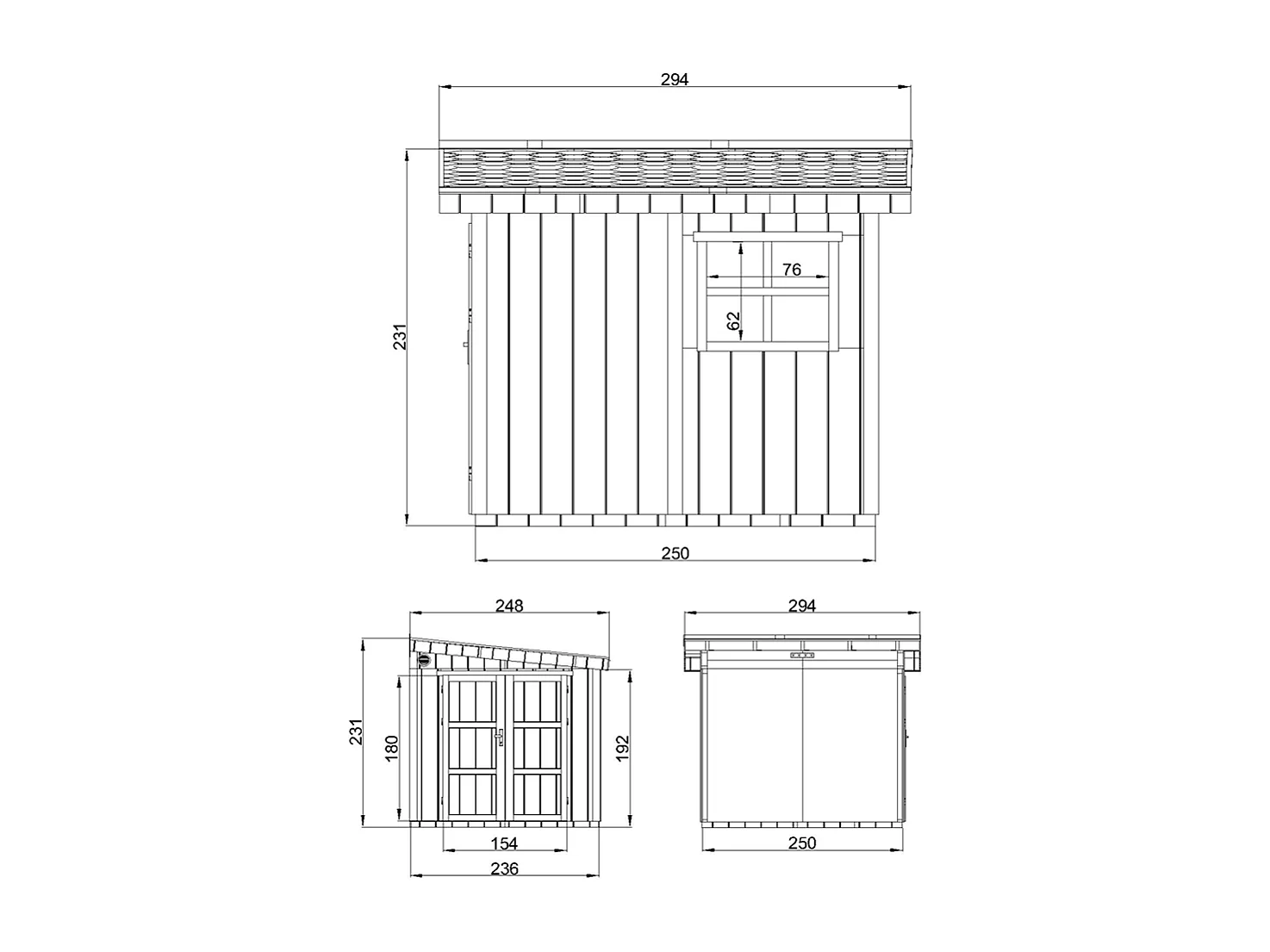 Gartenhaus premium qualität mit boden und seitenwand - 5.9 m² / H231x248x294 cm - M938