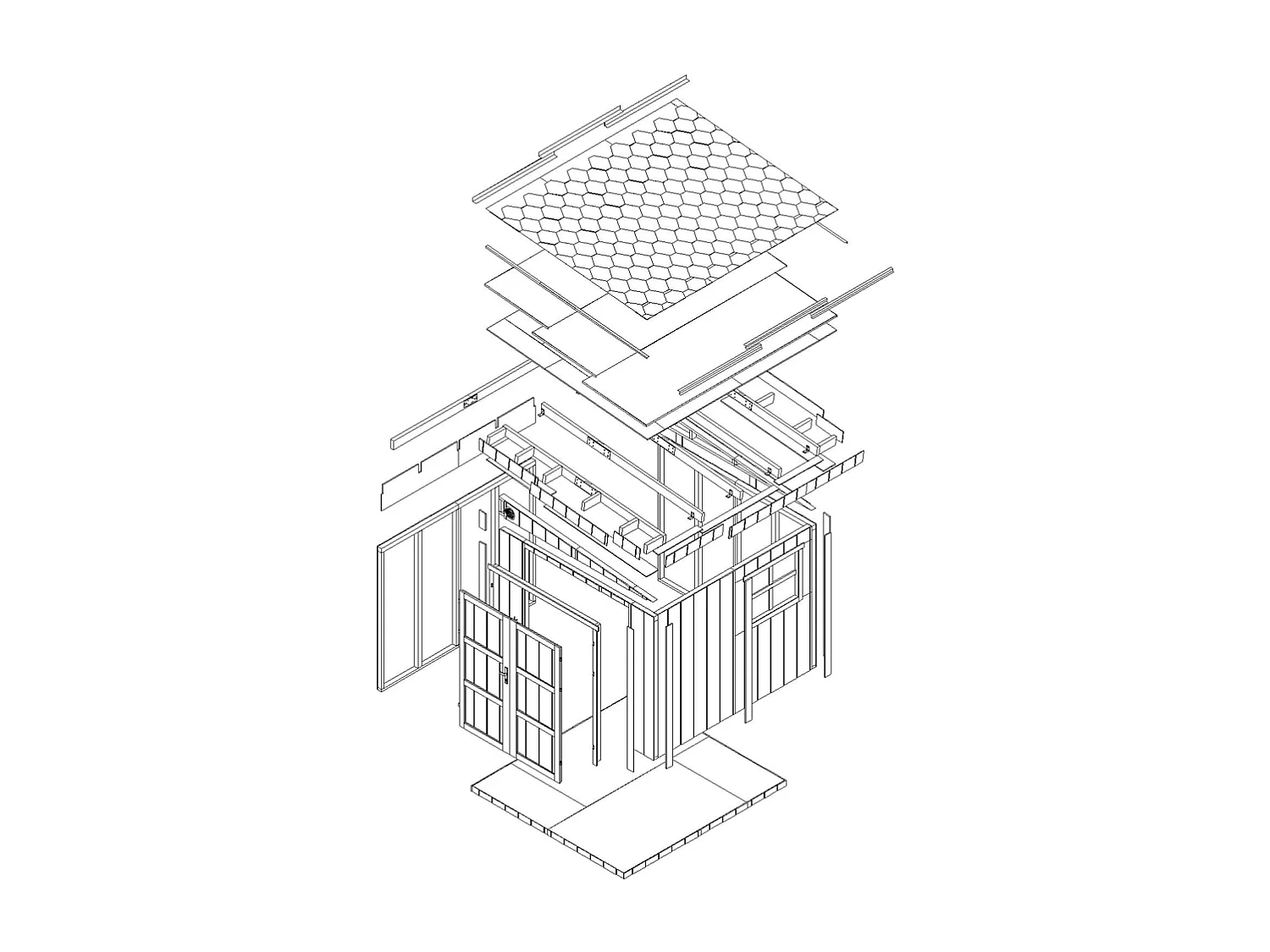 Gartenhaus premium qualität mit boden und seitenwand - 5.9 m² / H231x248x294 cm - M938