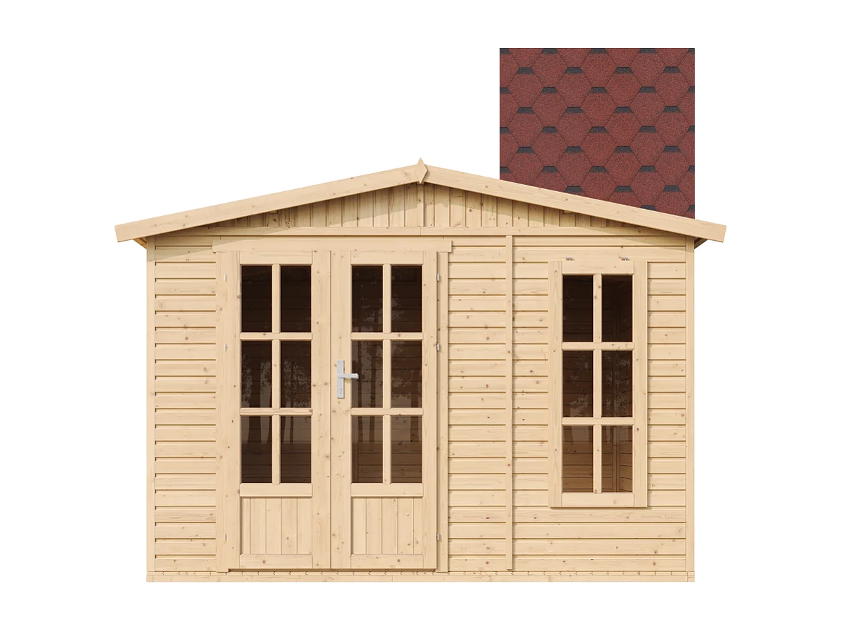 Gartenhaus Holz - 6 m² / H232x332x222 cm - Gerätehaus holz garten-studio - M334FB+H334FBRED
