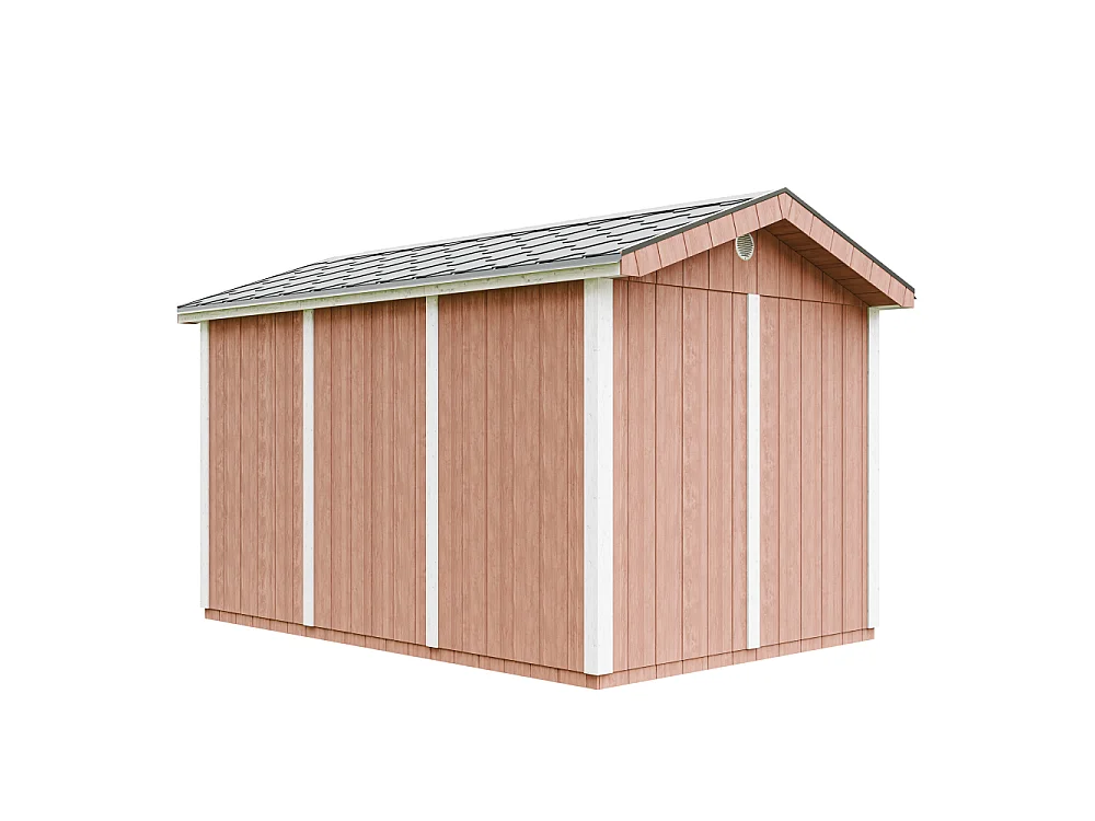 Abri de jardin qualité premium - 8,68 m² H252x250x412 cm - avec un sol et des bardeaux bitumineux - M914A-REDWOOD RED