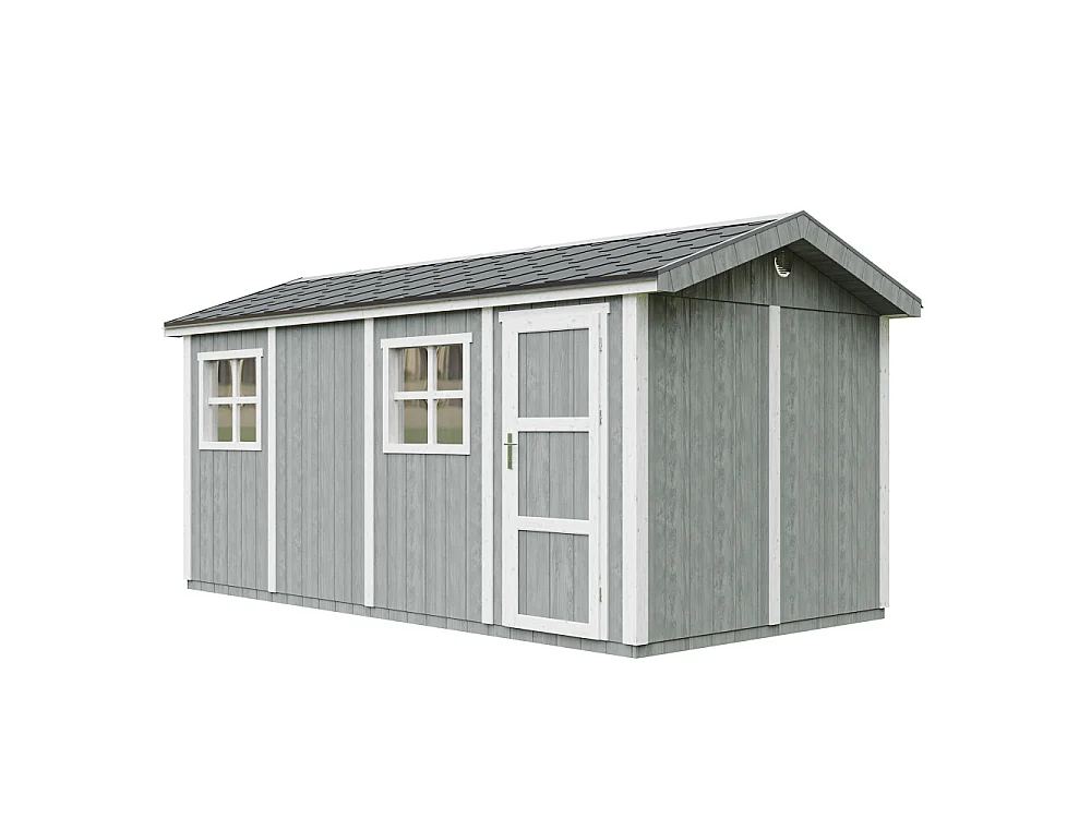Abri de jardin qualité premium - 11,47 m² H252x250x530 cm - avec un sol et des bardeaux bitumineux - M915C-CAVERN STEEL