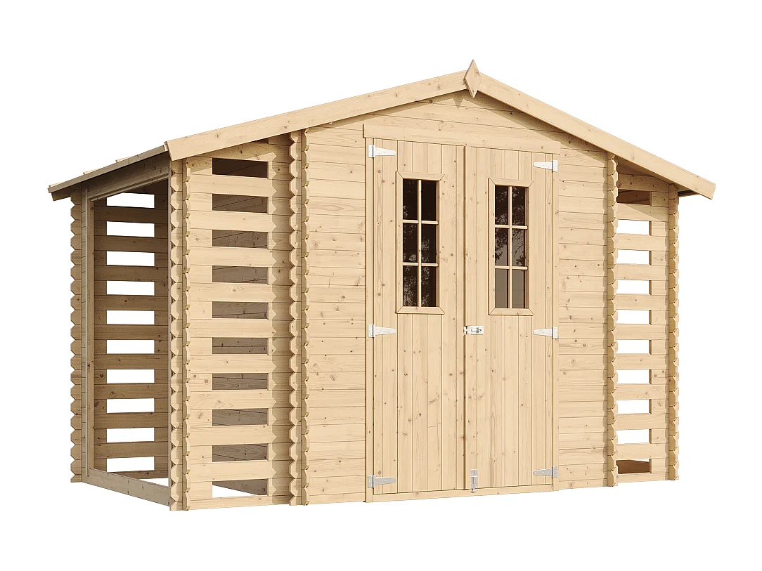 Casetta da giardino in legno con pavimento trattato - 3.53+0.97+0.97 m² - M391C+M391G