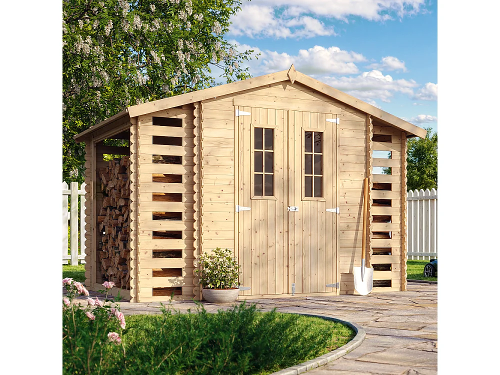 Casetta da giardino in legno con pavimento trattato - 3.53+0.97+0.97 m² - M391C+M391G