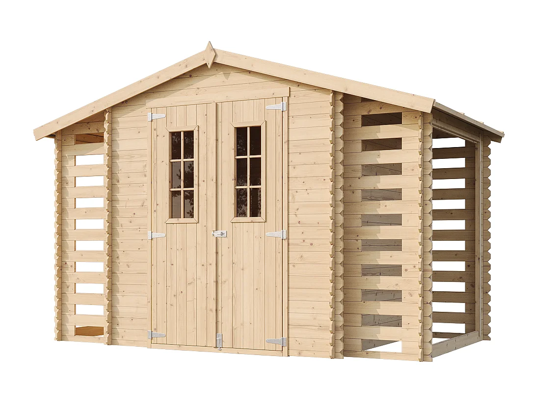 Casetta da giardino in legno con pavimento trattato - 3.53+0.97+0.97 m² - M391C+M391G