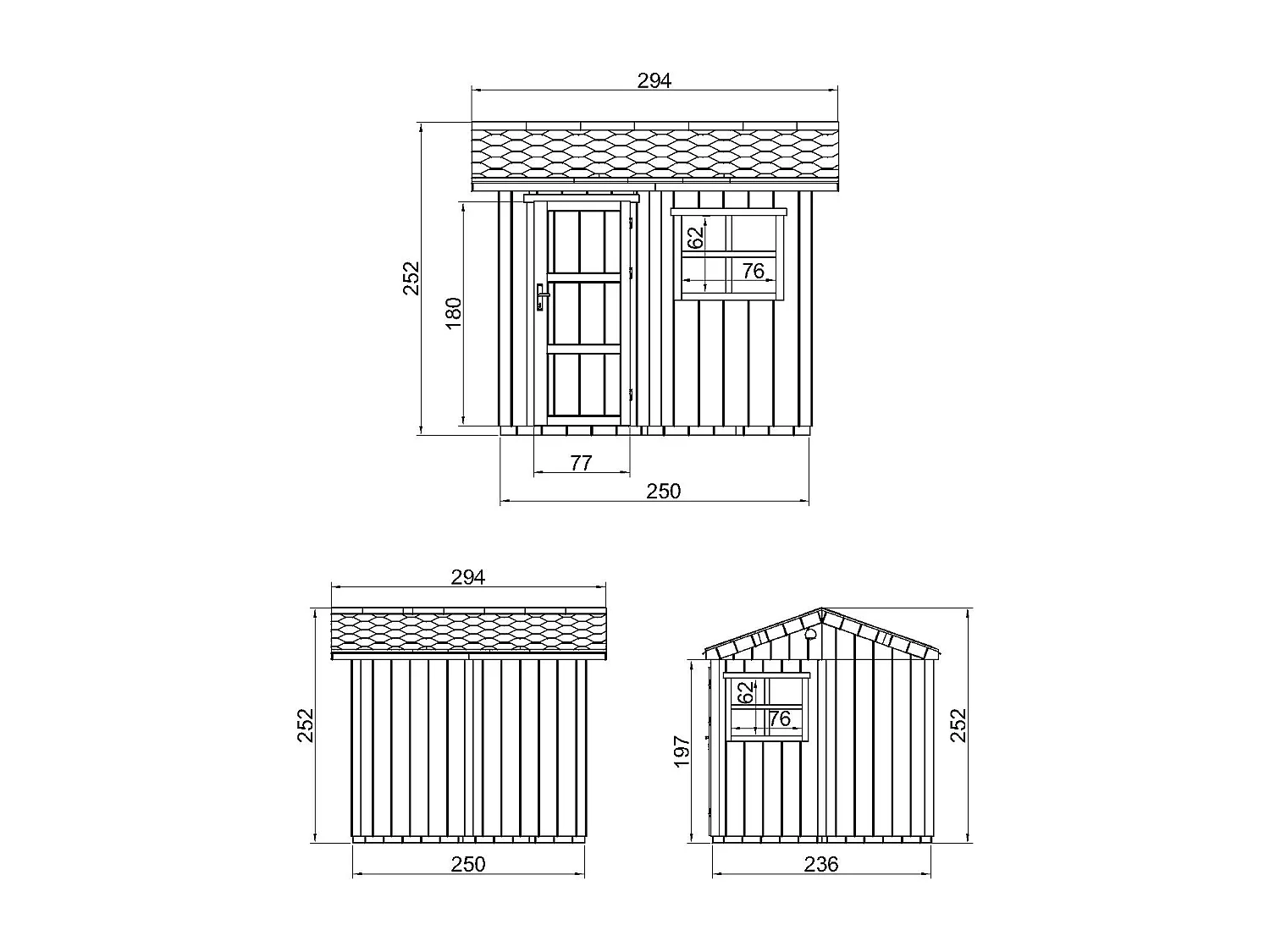 Gartenhaus premium qualität mit boden und bitumenfliesen - 5.9 m² / H252x250x294 cm - M913