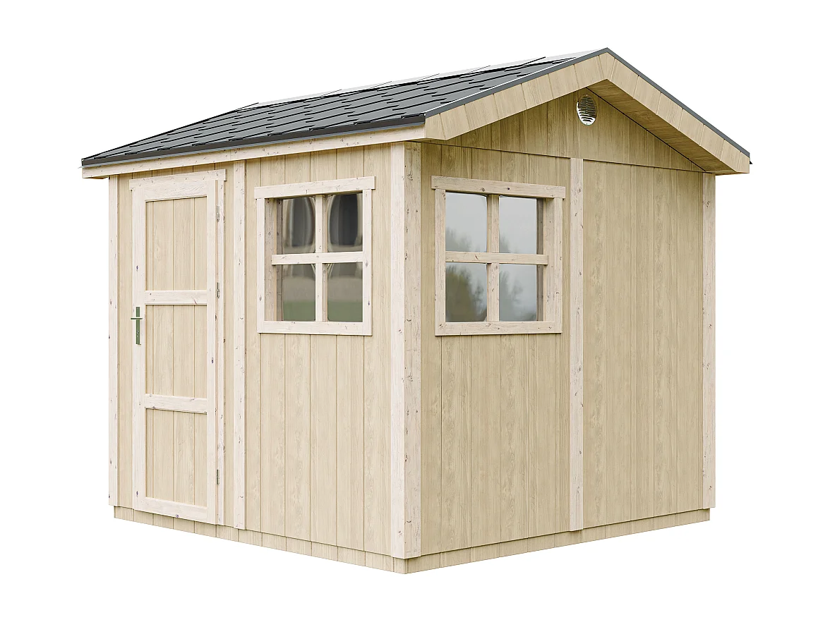 Gartenhaus premium qualität mit boden und bitumenfliesen - 5.9 m² / H252x250x294 cm - M913