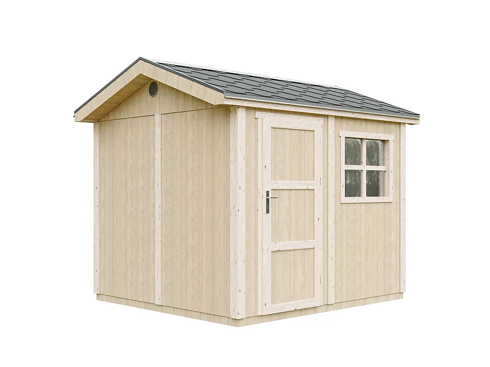 Abri de jardin qualité premium - 5,9 m² - H252x250x294 cm - avec un sol et des bardeaux bitumineux - M913