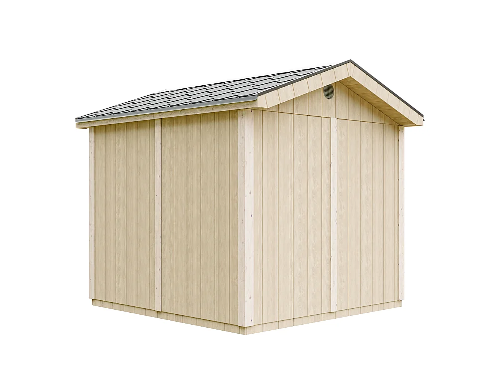 Abri de jardin qualité premium - 5,9 m² - H252x250x294 cm - avec un sol et des bardeaux bitumineux - M913