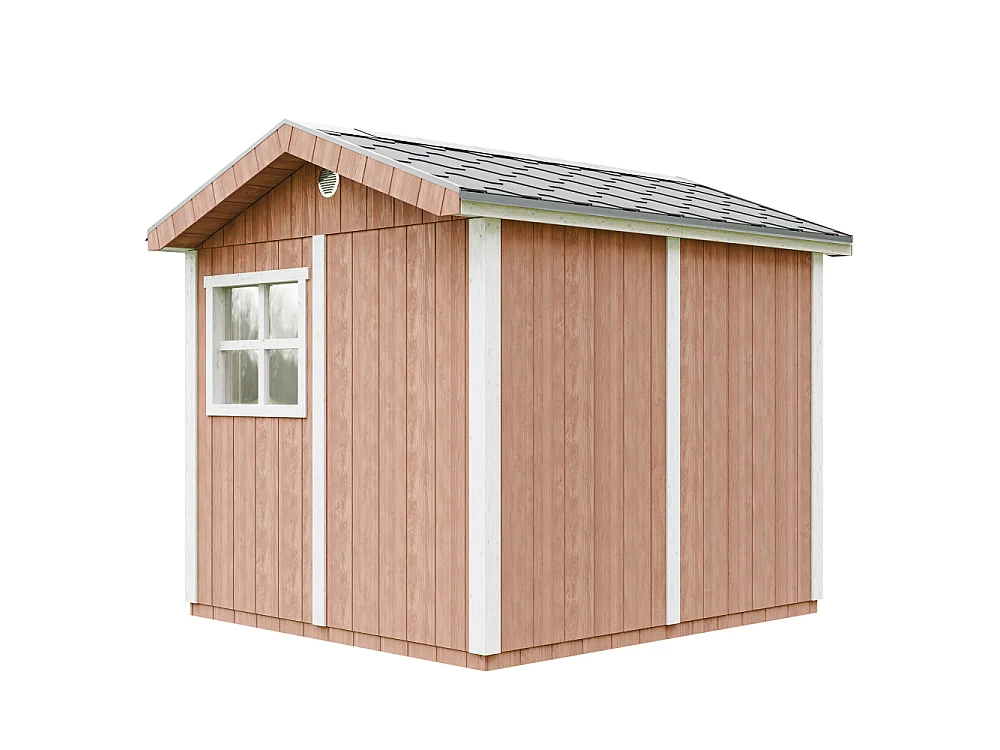 Abri de jardin qualité premium - 5,9 m² H252x250x294 cm - avec un sol et des bardeaux bitumineux - M913-REDWOOD RED