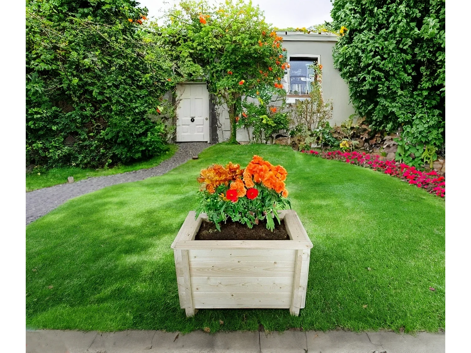 Houten buitenmoestuin - 78x78xH46 cm - M620-1