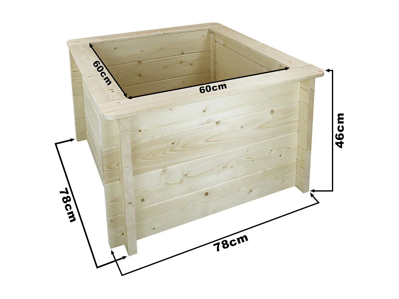 Houten buitenmoestuin - 78x78xH46 cm - M620-1