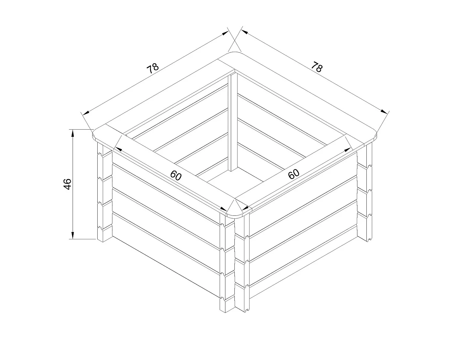 Houten buitenmoestuin - 78x78xH46 cm - M620-1