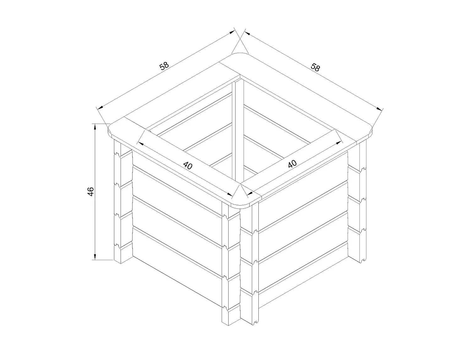 Houten buitenmoestuin - 58x58xH46 cm - M617-1