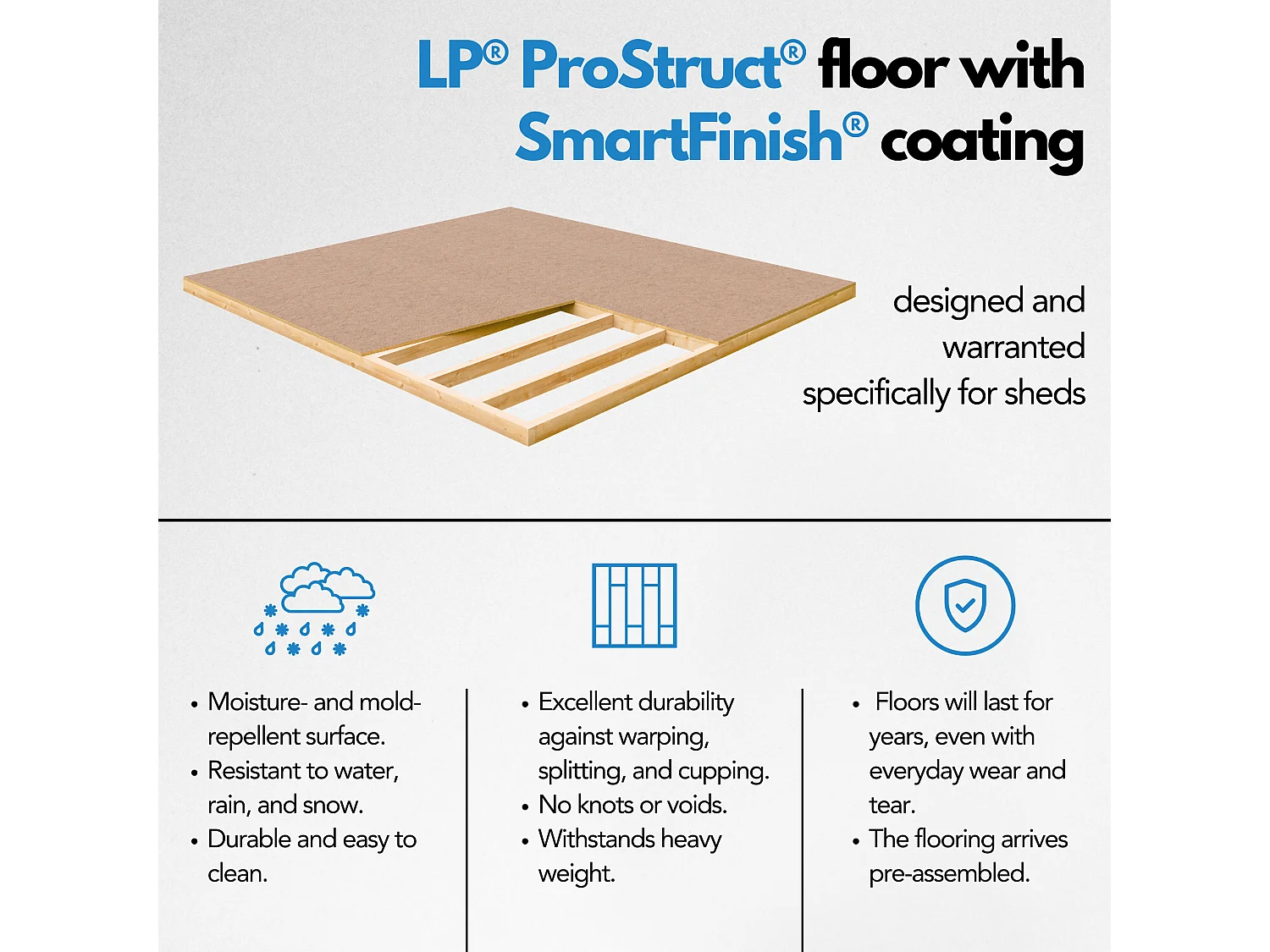 LP® SmartSide® Panel shed - 11.47 m² / 530 x 248 x H231 cm - with Floor, Side Wall, Bituminous tiles and Paint Kit - M940-TERRA BROWN