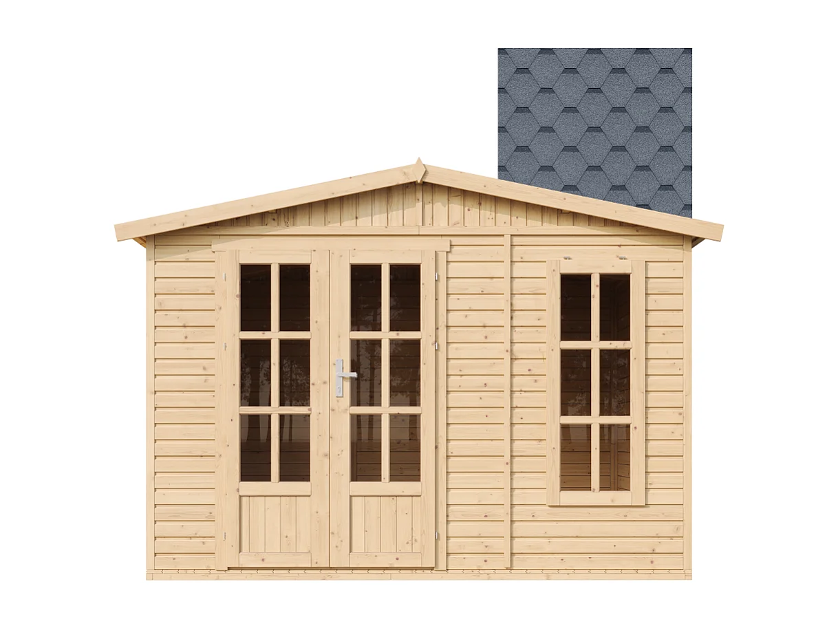 Gartenhaus Holz - 6 m² / H232x332x222 cm - Gerätehaus holz garten-studio - M334FB+H334FBGREY
