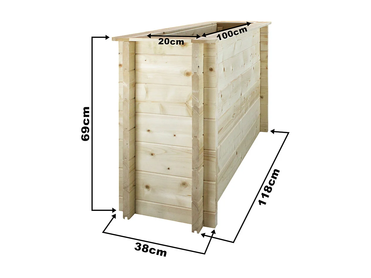 Hochbeet holz - 118x38xH69 cm - M615-1