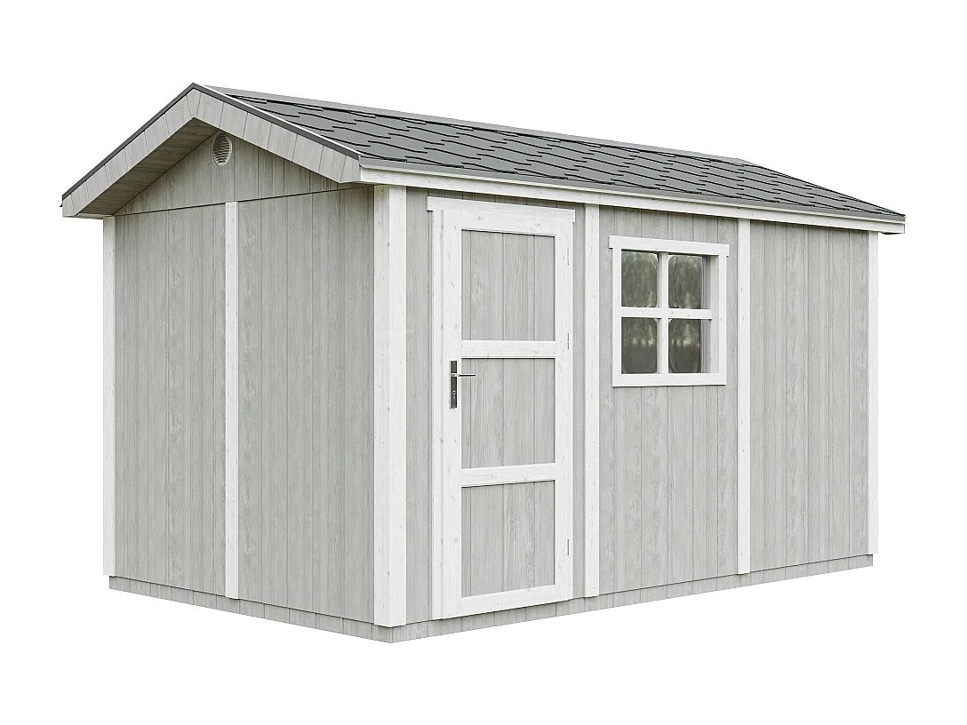 Casetta da giardino di qualità premium con pavimento e tegole bituminose - 8.68 m² / H252x250x412 cm - M914-TUNDRA GREY