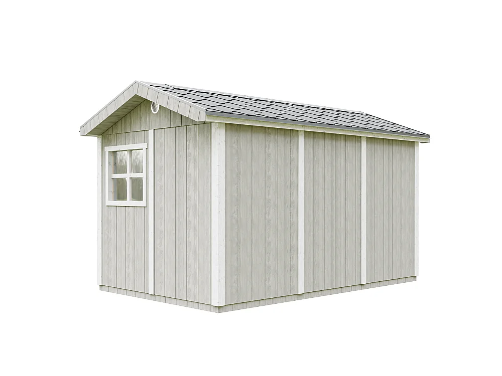 Abri de jardin qualité premium - 8,68 m² H252x250x412 cm - avec un sol et des bardeaux bitumineux - M914-TUNDRA GREY