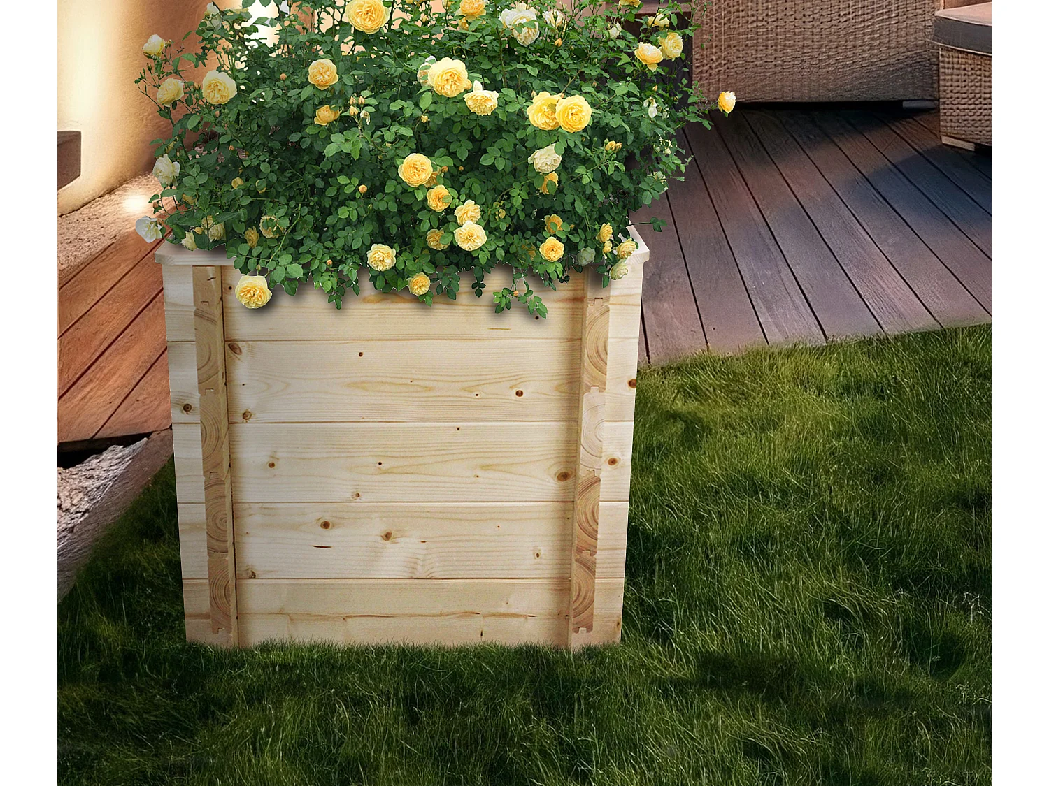 Drewniana doniczka na kwiaty - S57 x 38 x 58 cm - M611-1