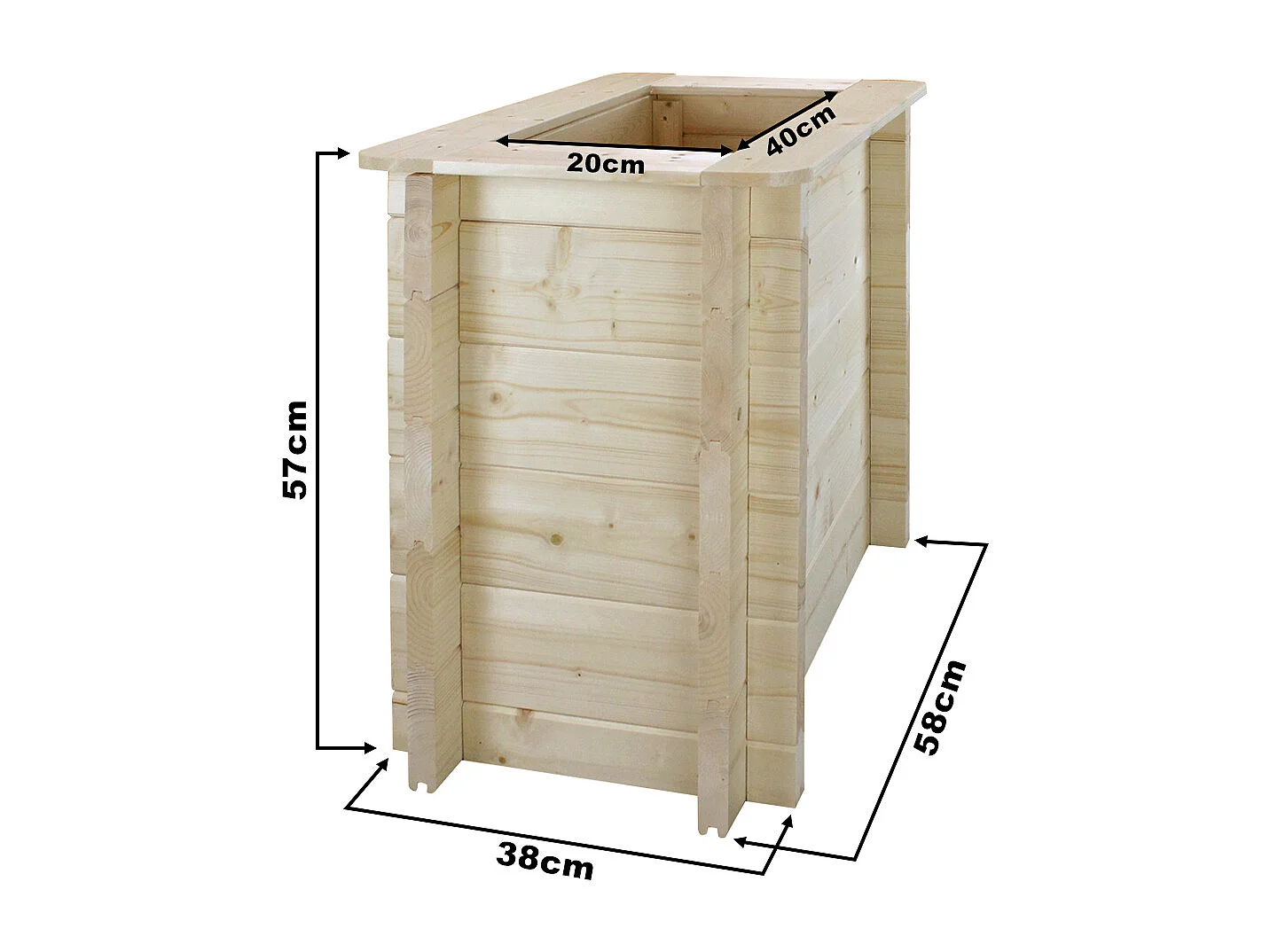 Drewniana doniczka na kwiaty - S57 x 38 x 58 cm - M611-1
