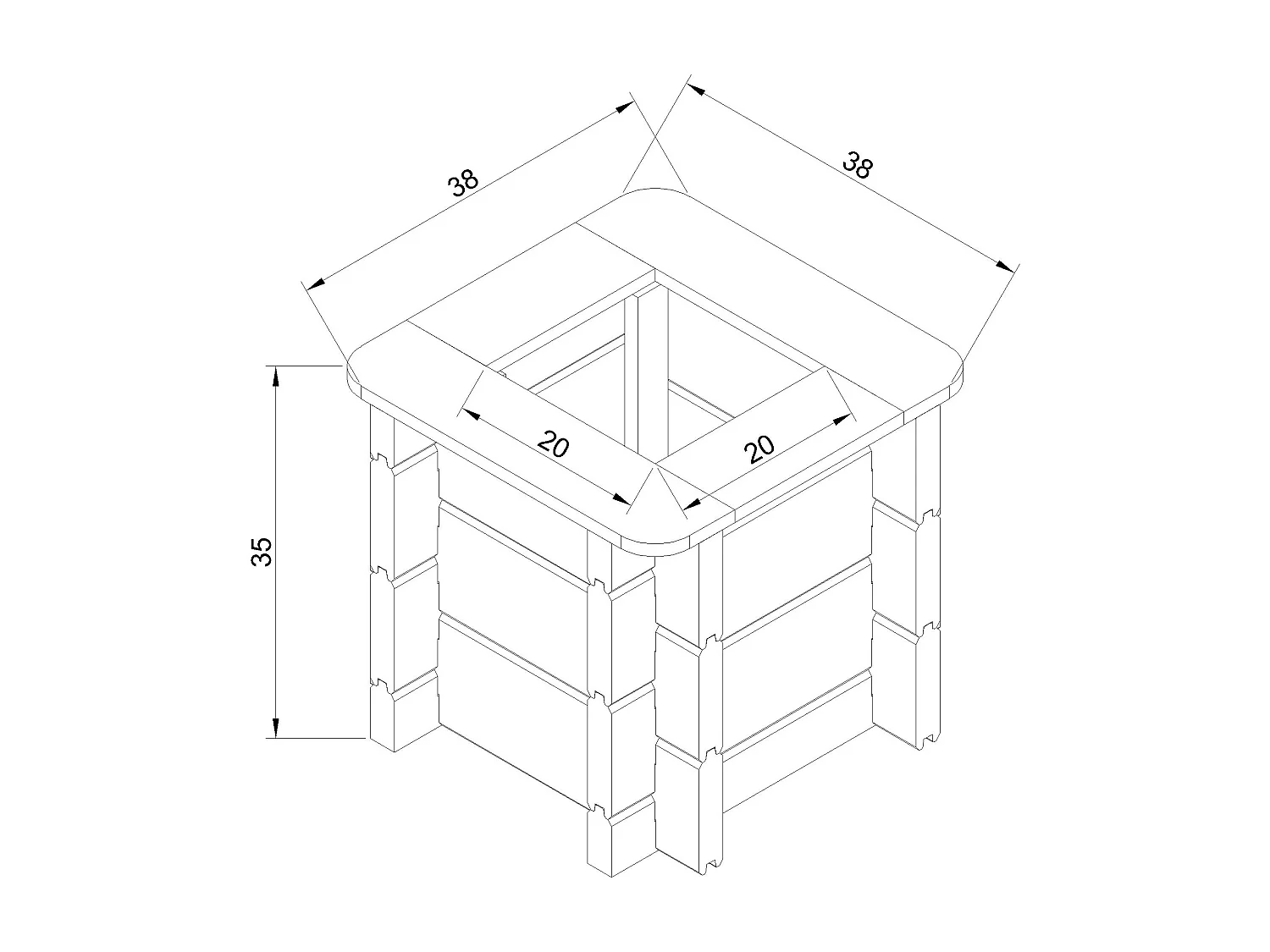 Houten buitenmoestuin - 38x38xH35 cm - M610-1