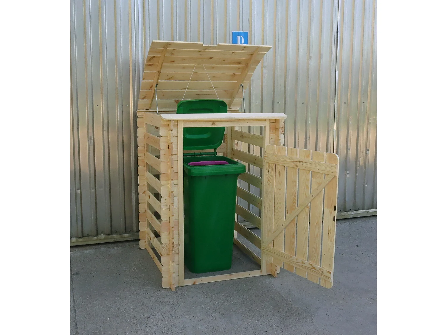 Mülltonnenbox aus holz für 1 behälter, massivholz - M606-1