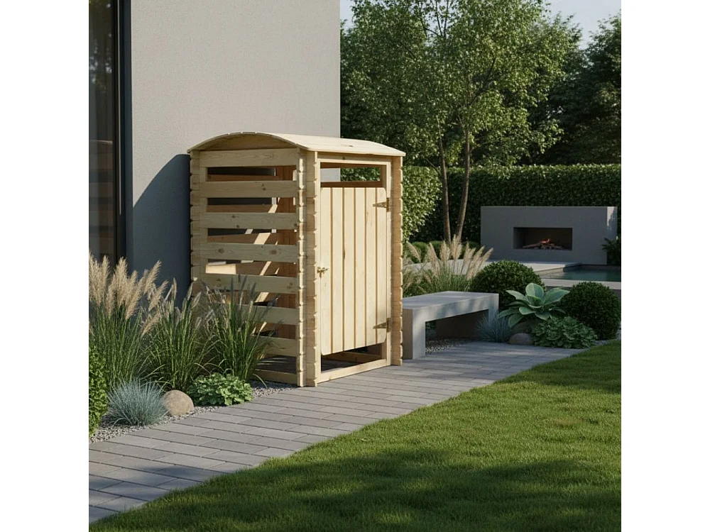 Cache poubelle en bois à porte verrouillables - 97cm x 97cm x H137cm - M606-1