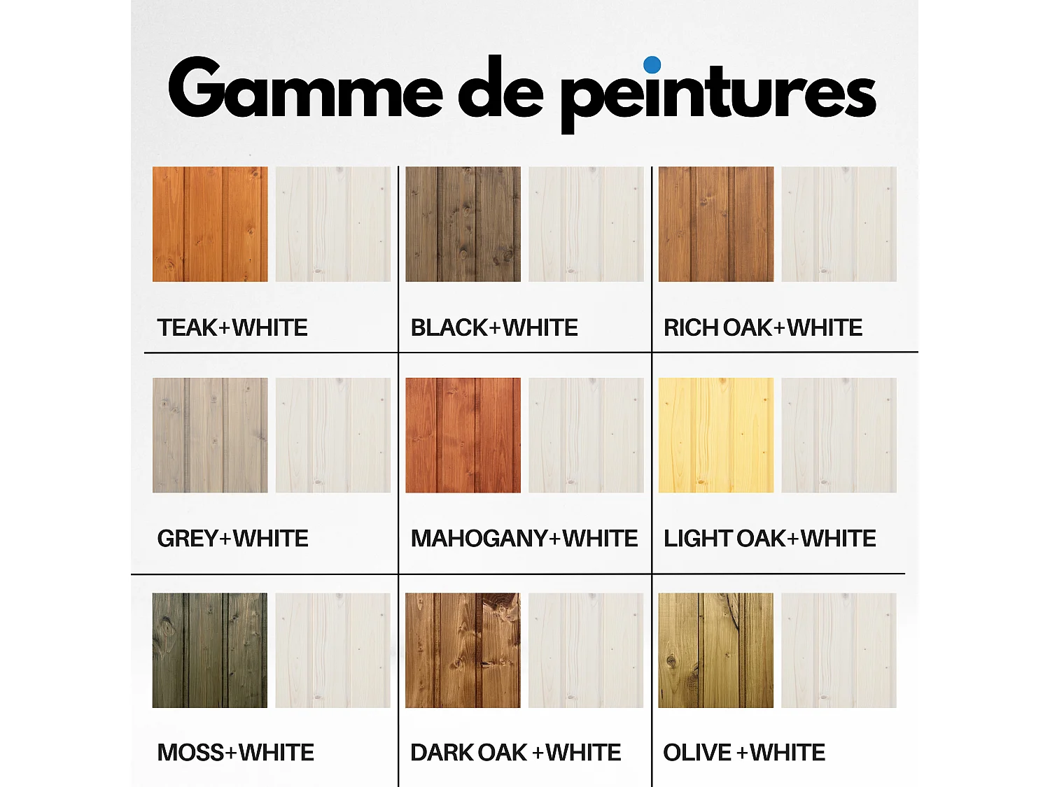 Kit di impregnanti per legno - 5 litri di colore BIANCO + 5 litri di impregnante di colore OLIVO