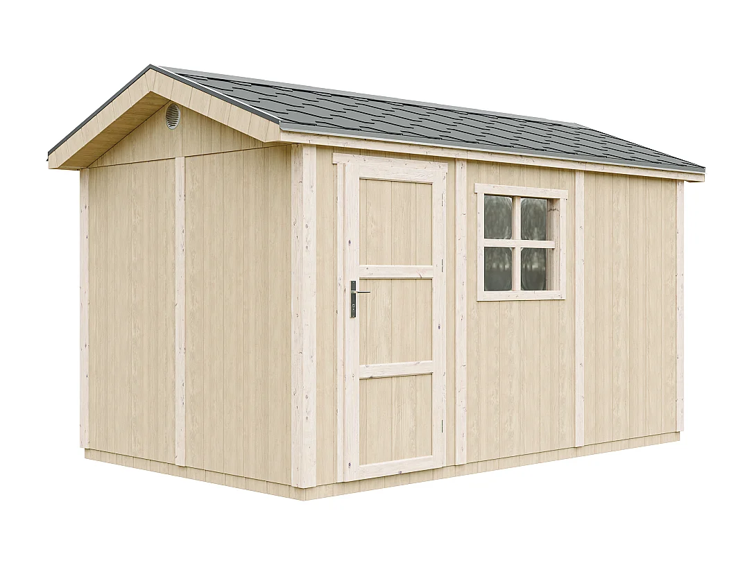 Casetta da giardino di qualità premium con pavimento e tegole bituminose - 8.68 m² / H252x250x412 cm - M914