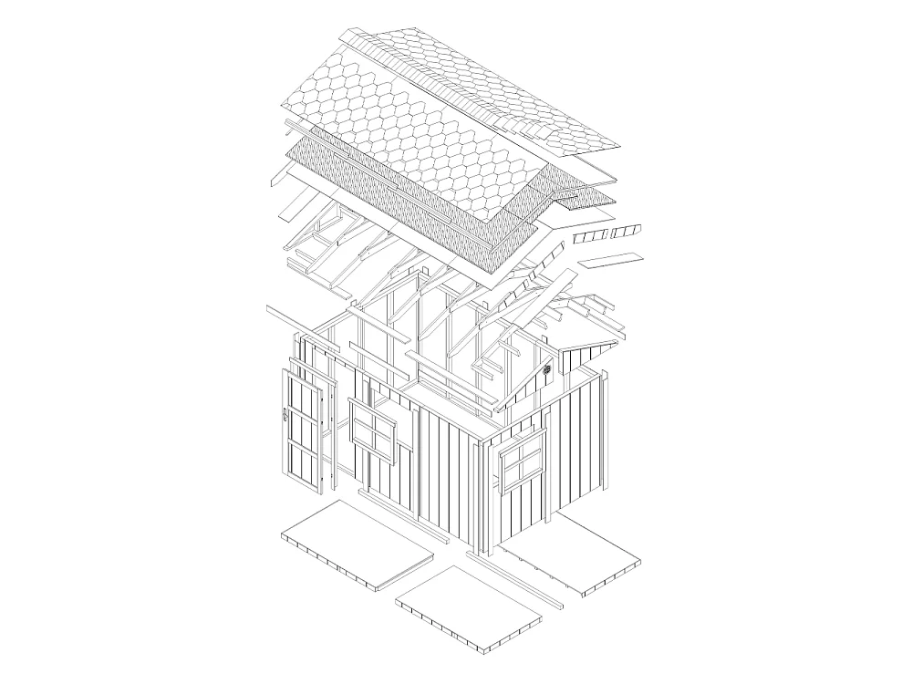Abri de jardin qualité premium - 8,68 m² H252x250x412 cm - avec un sol et des bardeaux bitumineux - M914