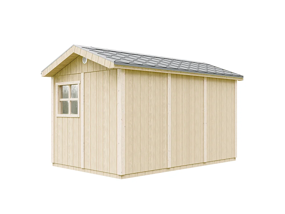Abri de jardin qualité premium - 8,68 m² H252x250x412 cm - avec un sol et des bardeaux bitumineux - M914
