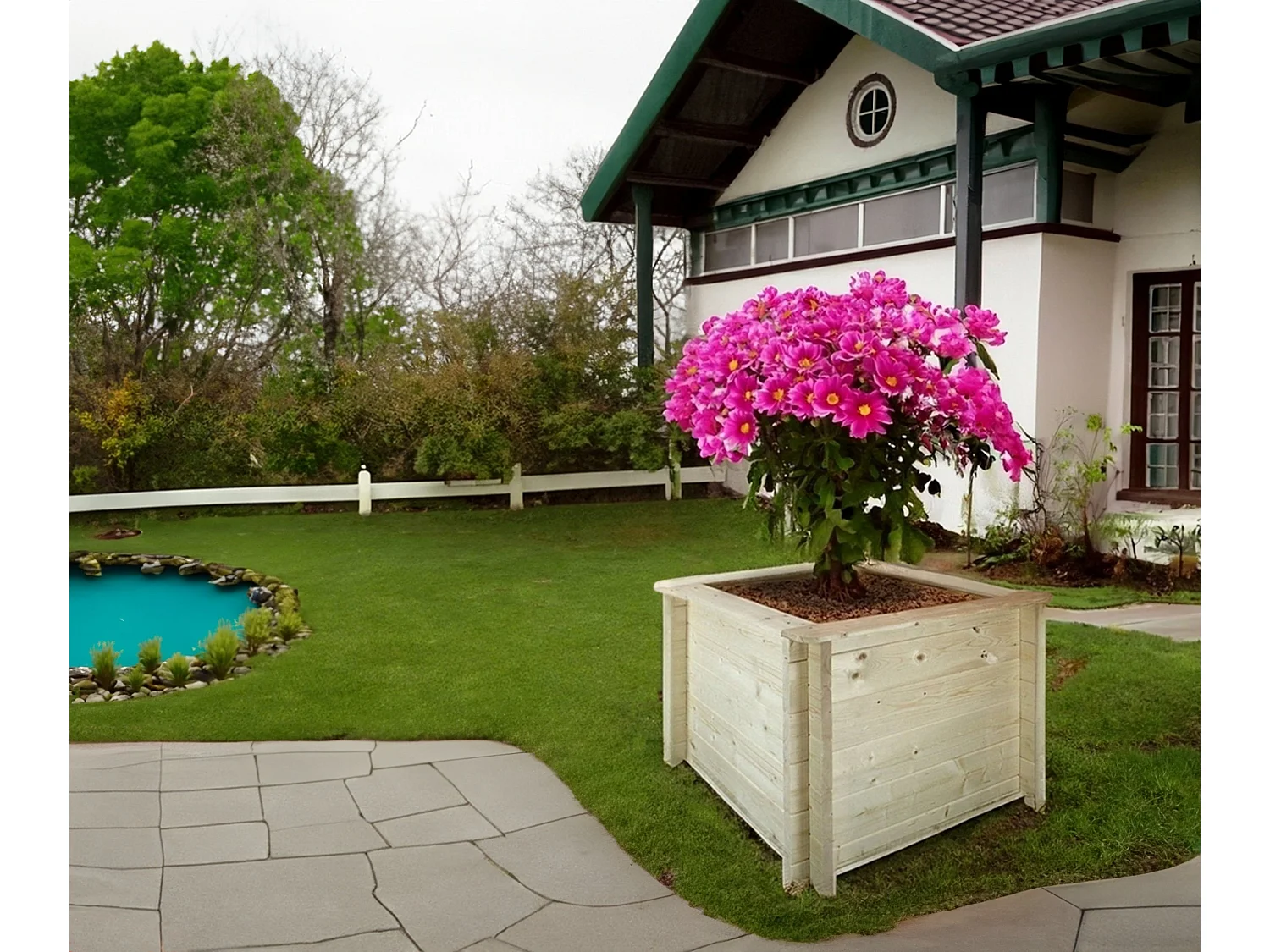 Houten buitenmoestuin - 78x78xH57 cm - M621-1