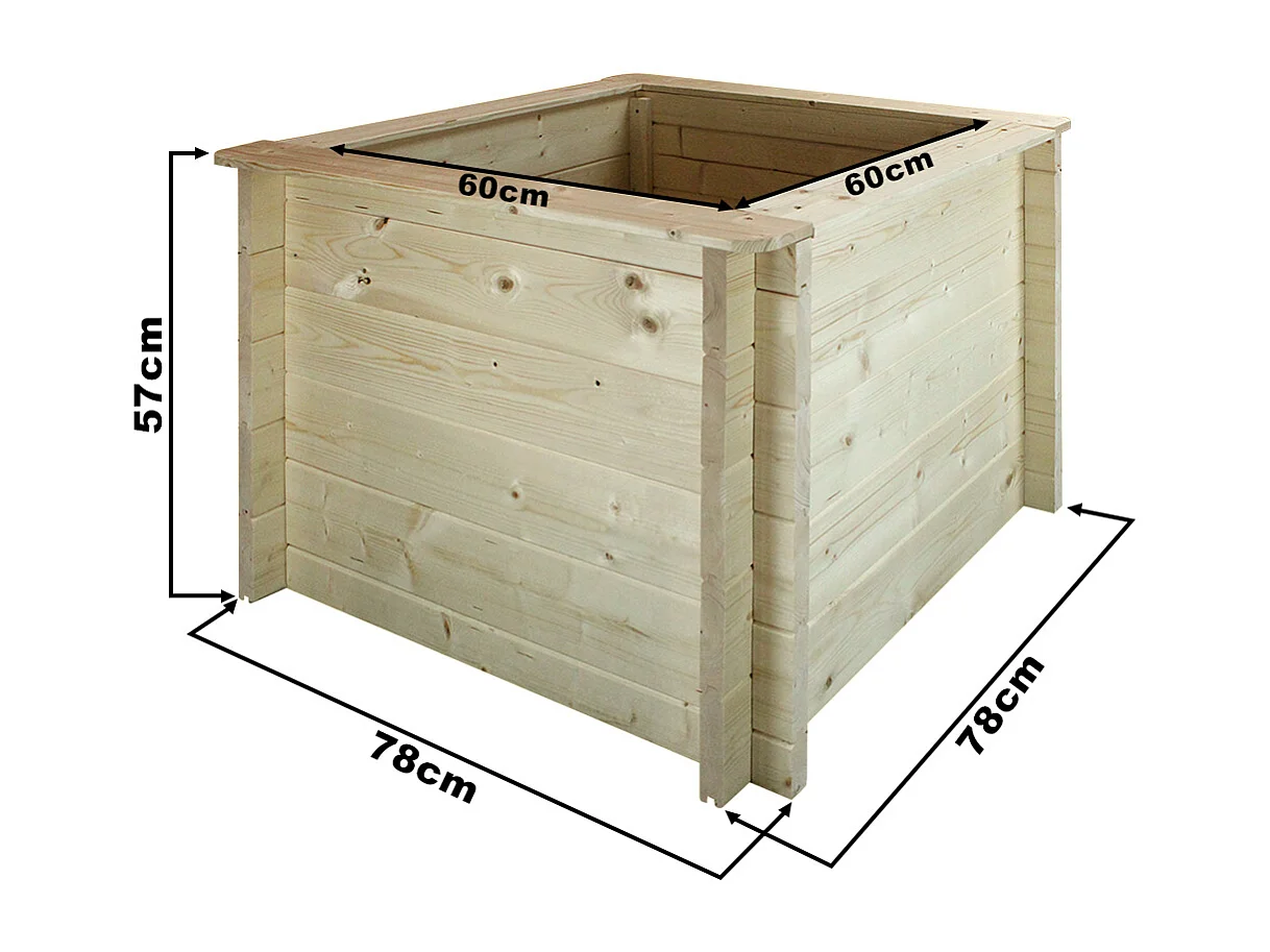Houten buitenmoestuin - 78x78xH57 cm - M621-1