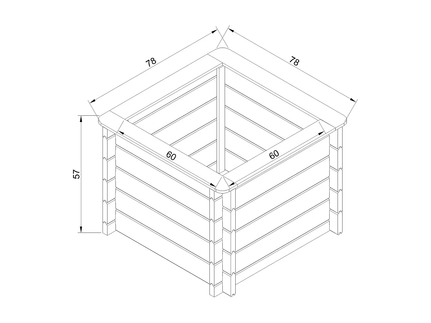 Houten buitenmoestuin - 78x78xH57 cm - M621-1