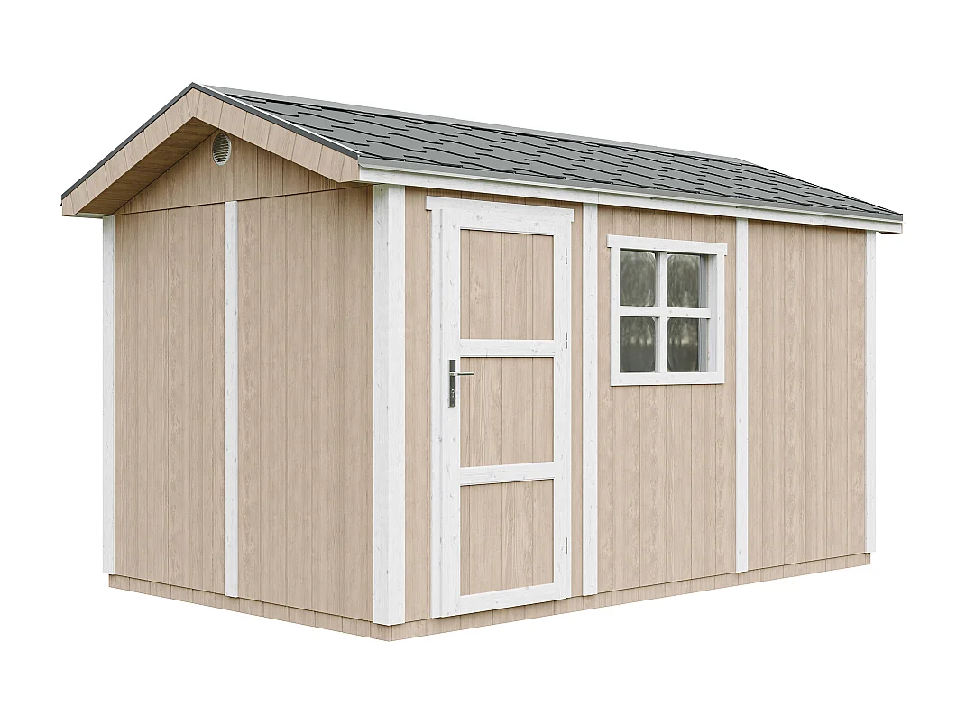 Casetta da giardino di qualità premium con pavimento e tegole bituminose - 8.68 m² / H252x250x412 cm - M914-TERRA BROWN