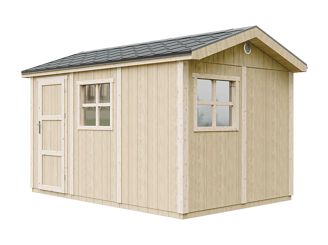 Casetta da giardino di qualità premium con pavimento e tegole bituminose - 8.68 m² / H252x250x412 cm - M914-TERRA BROWN