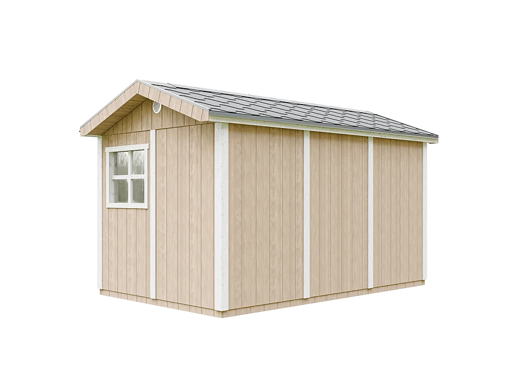 Abri de jardin qualité premium - 8,68 m² H252x250x412 cm - avec un sol et des bardeaux bitumineux - M914-TERRA BROWN